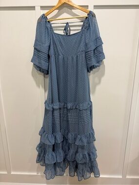 ASOS Dusty Blue Ruffled Maxi Dress